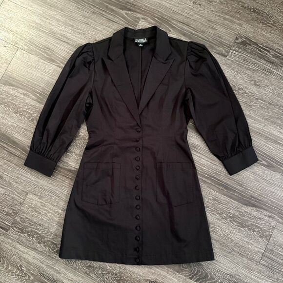 Danielle Bernstein Women's Puff Short Sleeve Mini Dress Black - Picture 1 of 10